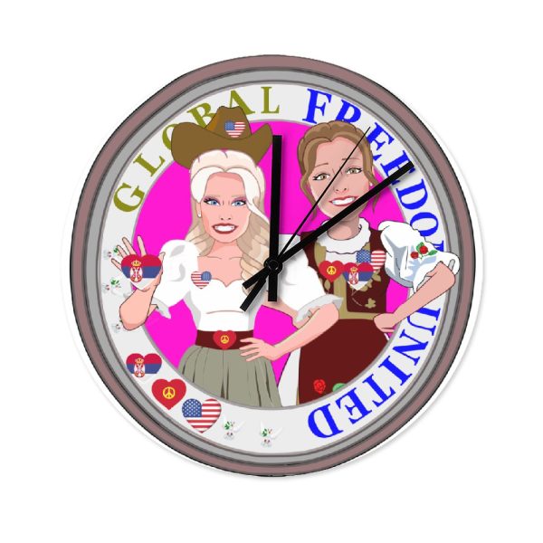 Wooden Wall Clock Without Scale Global Freedom United Women Usa & Serbia Old Peace Ring Online Sale