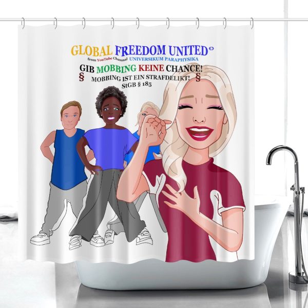 Quick-drying Shower Curtain GLOBAL FREEDOM UNITED GIB MOBBING KEINE CHANCE GERMAN WIGHT Online Hot Sale