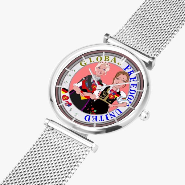 GLOBAL FREEDOM UNITED WOMEN GERMANY & SERBIA NEW PEACE New Stylish Ultra-Thin Quartz Watch (With Indicators) Hot on Sale