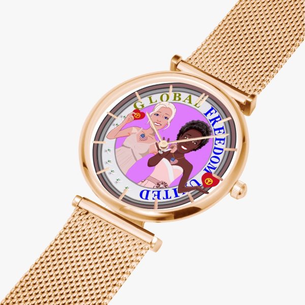 GLOBAL FREEDOM UNITED WOMEN ANTI FASICM & RACISM USA NEW PEACE New Stylish Ultra-Thin Quartz Watch (With Indicators) Fashion