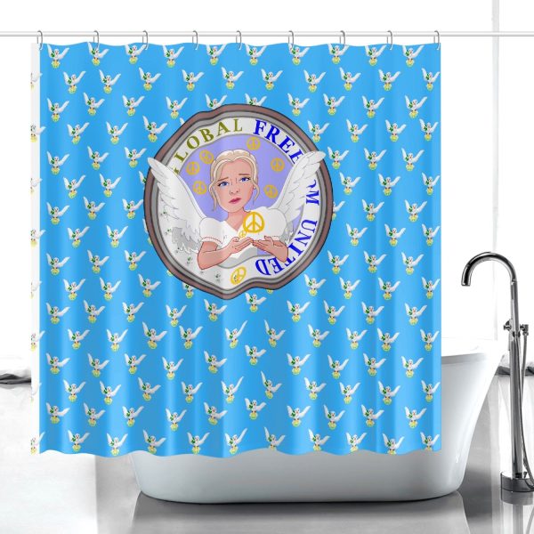 Quick-drying Shower Curtain GLOBAL FREEDOM UNITED WOMEN ANGEL OF PEACE BLUE Online Hot Sale