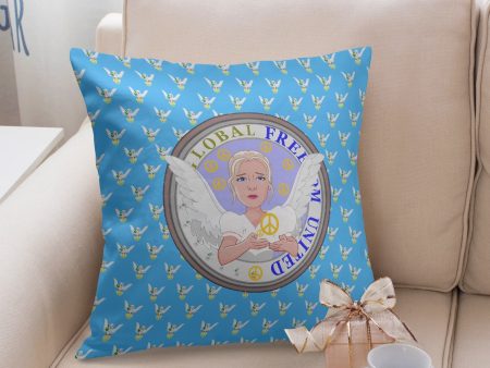 GLOBAL FREEDOM UNITED© WOMEN ANGEL OF PEACE BLUE Square Pillow Cover on Sale