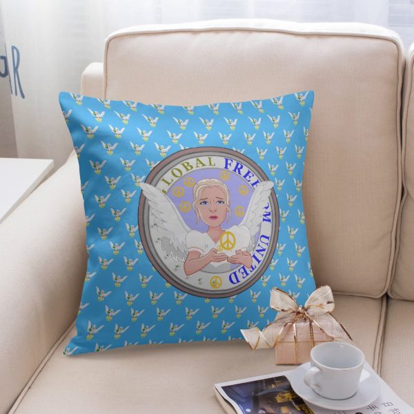 GLOBAL FREEDOM UNITED© WOMEN ANGEL OF PEACE BLUE Square Pillow Cover on Sale