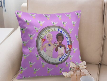 GLOBAL FREEDOM UNITED© Women Anti Fascism & Racism Lilac EU 18   Square Pillow Cover Supply