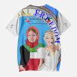 GLOBAL FREEDOM UNITED GIRLS KUWAIT & USA OLD PEACE BLUE AOP Kids  Short T-Shirts Supply