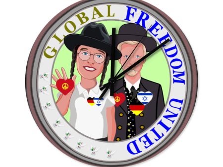 Wooden Wall Clock Without Scale GLOBAL FREEDOM UNITED© Men Israel & Germany Discount