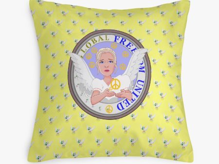 Square Pillow Cover GLOBAL FREEDOM UNITED WOMEN ANGEL OF PEACE YELLOW Discount