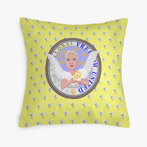 Square Pillow Cover GLOBAL FREEDOM UNITED WOMEN ANGEL OF PEACE YELLOW Discount