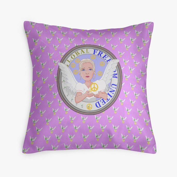 GLOBAL FREEDOM UNITED© WOMEN ANGEL OF PEACE LILAC Square Pillow Cover Discount