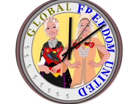 Wooden Wall Clock Without Scale Global Freedom United Women Turkey & Germany Old Peace Cheap