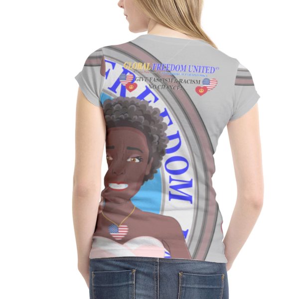 Women´s T-shirt 1 GLOBAL FREEDOM UNITED© Women Anti Racism & Fascism USA Grey Discount