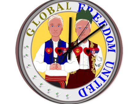 Wooden Wall Clock Without Scale GLOBAL FREEDOM UNITED© Men Albania & Serbia For Cheap