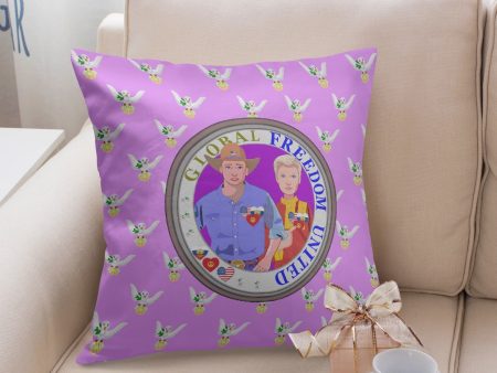 GLOBAL FREEDOM UNITED© Men RUSSIA & USA LILAC 18   Square Pillow Cover Online now