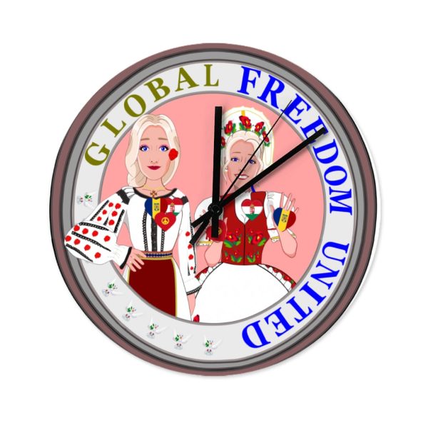 Wooden Wall Clock Without Scale GLOBAL FREEDOM UNITED© Women Romania & Hungary on Sale