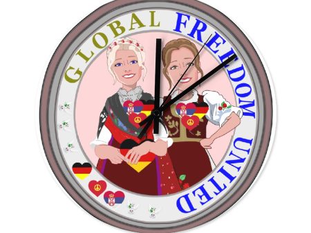 Wooden Wall Clock Without Scale Global Freedom United Women Sirbia & Germany Old Peace Ring Sale