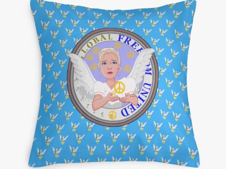 Square Pillow Cover GLOBAL FREEDOM UNITED WOMEN ANGEL OF PEACE BLUE For Cheap