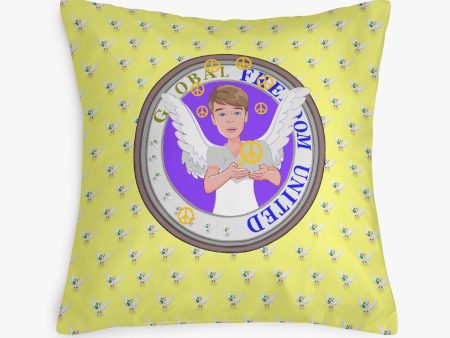 Square Pillow Cover GLOBAL FREEDOM UNITED MEN ANGEL OF PEACE YELLOW Fashion