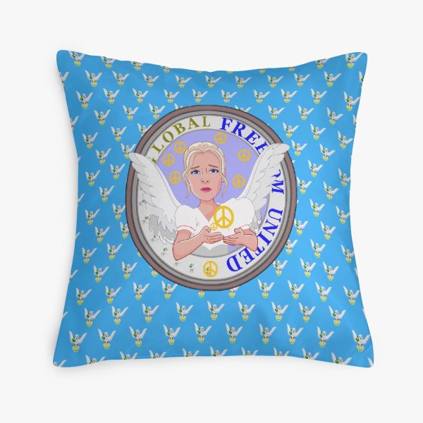 GLOBAL FREEDOM UNITED© WOMEN ANGEL OF PEACE BLUE Square Pillow Cover on Sale