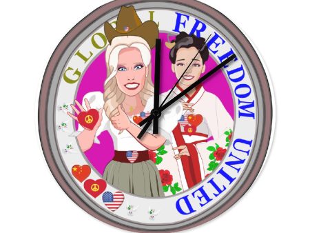 Wooden Wall Clock Without Scale Global Freedom United Women Usa & China Old Peace Ring Online