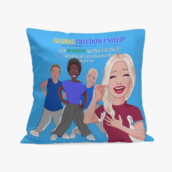 Square Pillow Cover GLOBAL FREEDOM UNITED GIB MOBBING KEINE CHANCE GERMAN BLUE Hot on Sale