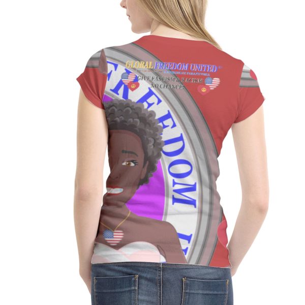 Women´s T-shirt 1 GLOBAL FREEDOM UNITED© Women Anti Racism & Fascism USA Red on Sale