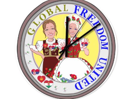 Wooden Wall Clock Without Scale Global Freedom United Women Serbia & Hungary Old Peace Ring For Sale