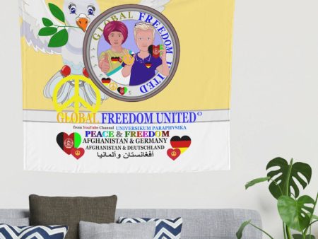 Tapestry GLOBAL FREEDOM UNITED© Men AFGHANISTAN & GERMANY Yellow on Sale