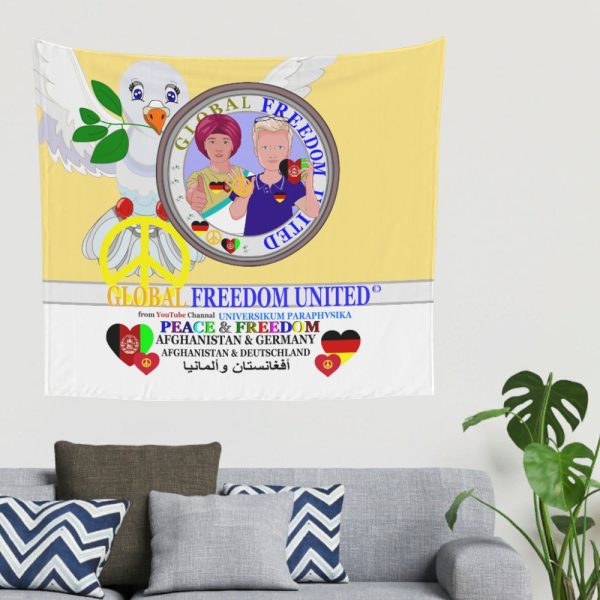 Tapestry GLOBAL FREEDOM UNITED© Men AFGHANISTAN & GERMANY Yellow on Sale