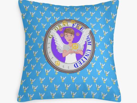 Square Pillow Cover GLOBAL FREEDOM UNITED MEN ANGEL OF PEACE BLUE For Cheap