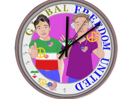 Wooden Wall Clock Without Scale GLOBAL FREEDOM UNITED© Men Iran & USA For Sale