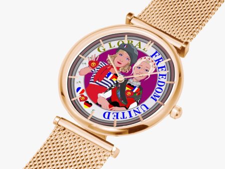 GLOBAL FREEDOM UNITED WOMEN FRENCH & GERMANY NEW PEACE New Stylish Ultra-Thin Quartz Watch (With Indicators) Online