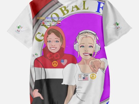 GLOBAL FREEDOM UNITED GIRLS YEMEN & USA OLD PEACE RED AOP Kids  Short T-Shirts For Sale