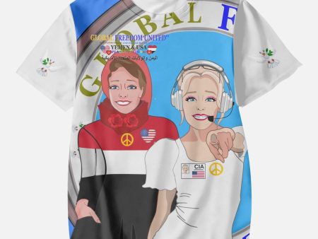 GLOBAL FREEDOM UNITED GIRLS YEMEN & USA OLD PEACE BLUE AOP Kids  Short T-Shirts303. AOP Kids  Short T-Shirts Online Hot Sale