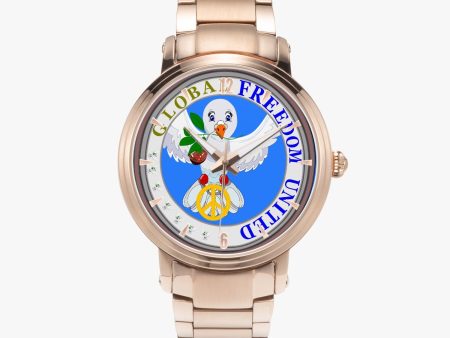 GLOBAL FREEDOM UNITED DOVE OF PEACE OLD PEACE WITH PIPE New Steel Strap Automatic Watch (With Indicators) For Discount