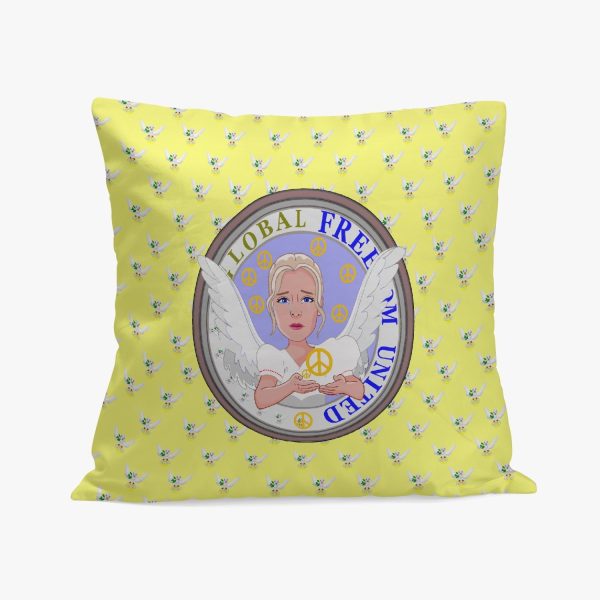 GLOBAL FREEDOM UNITED©  WOMEN ANGEL OF PEACE YELLOW Square Pillow Cover Online Hot Sale