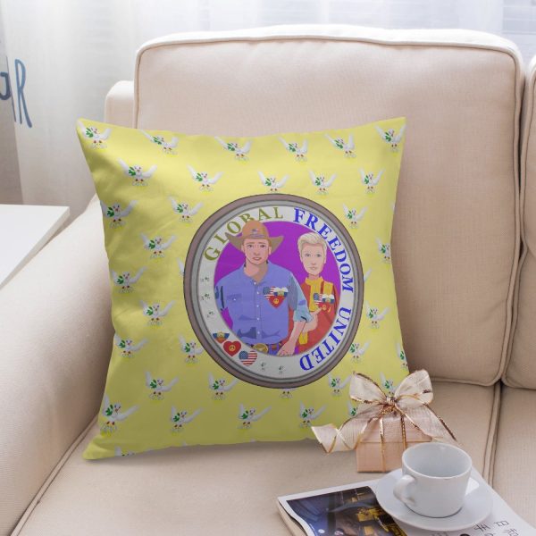 GLOBAL FREEDOM UNITED© Men USA & RUSSIA YELLOW 18   Square Pillow Cover Cheap