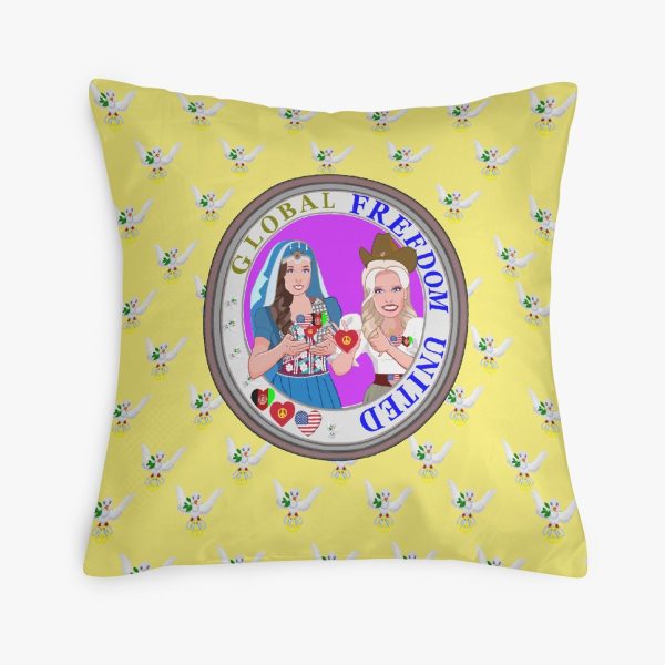 GLOBAL FREEDOM UNITED©  Women AFGHANISTAN & USA YELLOW 18   Square Pillow Cover on Sale