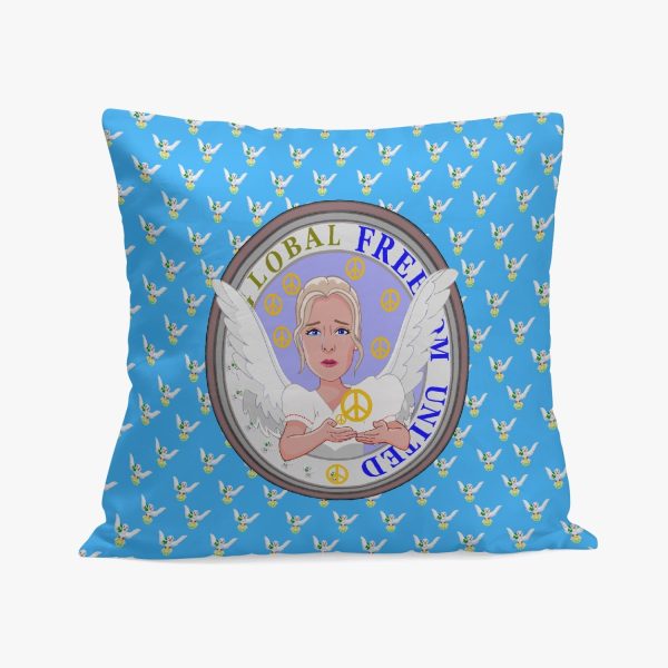 GLOBAL FREEDOM UNITED© WOMEN ANGEL OF PEACE BLUE Square Pillow Cover on Sale