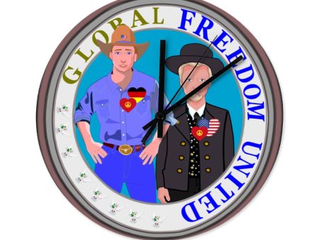 Wooden Wall Clock Without Scale GLOBAL FREEDOM UNITED© Men USA & Germany Supply