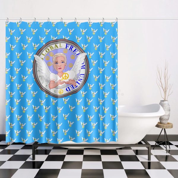 Quick-drying Shower Curtain GLOBAL FREEDOM UNITED WOMEN ANGEL OF PEACE BLUE Online Hot Sale