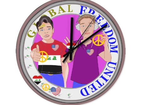 Wooden Wall Clock Without Scale GLOBAL FREEDOM UNITED© Men Iraq & USA Cheap