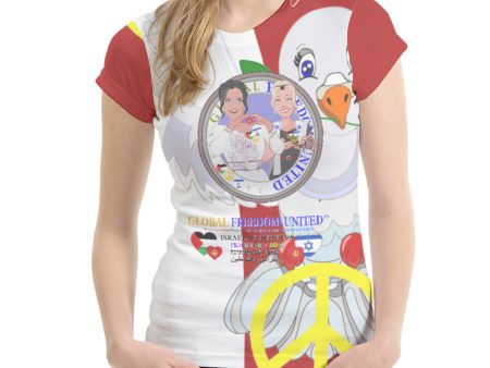 Women´s T-shirt 1 GLOBAL FREEDOM UNITED© Women Palestina & Israel Red Online Hot Sale