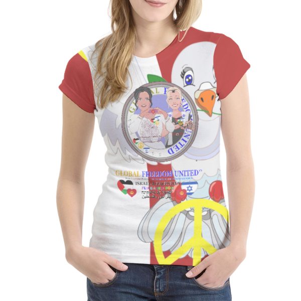 Women´s T-shirt 1 GLOBAL FREEDOM UNITED© Women Palestina & Israel Red Online Hot Sale