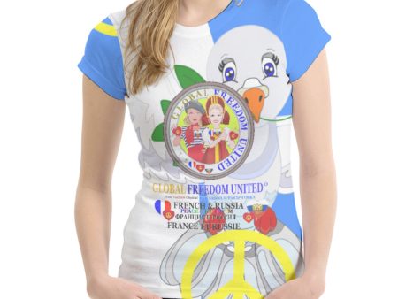 Women´s T-shirt 1 GLOBAL FREEDOM UNITED© Women French & Russia Blue Hot on Sale