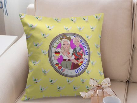 GLOBAL FREEDOM UNITED© Women USA & GERMANY YELLOW  18   Square Pillow Cover Fashion