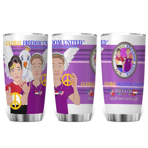 Tumbler GLOBAL FREEDOM UNITED© Men Yemen & USA Lilac on Sale