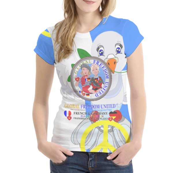 Women´s T-shirt GLOBAL FREEDOM UNITED© Women French & Germany Blue on Sale