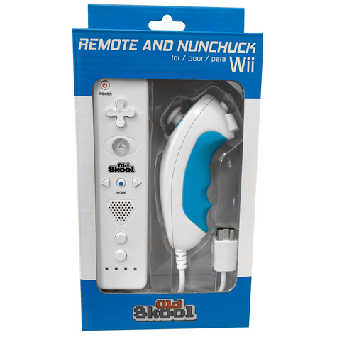 Wii   Wii U Remote and Nunchuk Controller Combo: White - Old Skool Discount