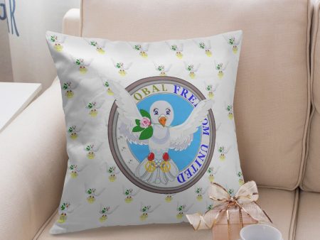 GLOBAL FREEDOM UNITED DOVE OF PEACE OLD PEACE WIGHT BLUE 18   Square Pillow Cover Online Sale