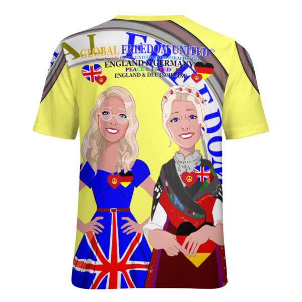 Women´s T-shirt 2 GLOBAL FREEDOM UNITED© Women England & Germany Yellow Hot on Sale